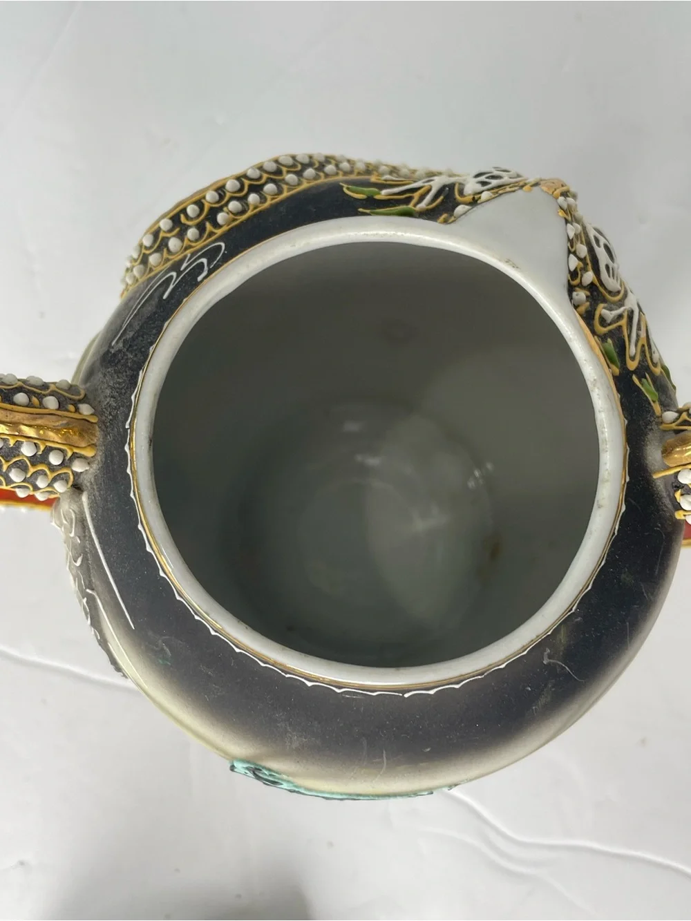 Vintage Victoria China Dragon Sugar Bowl Moriage Dragonware 3D Gold Trim